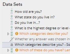 shows a in Data Sets tree